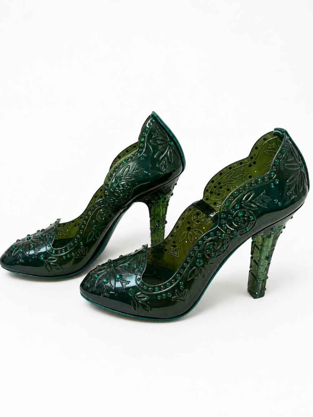 Dolce & Gabbana Green Crystal Embellished Pumps EU 39 Cinderella Heels